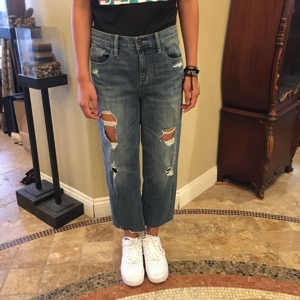 NWT~TREASURE & BOND Women Ripped Mid-Rise Baggy Crop Jeans Size 26 - Picture 2 of 8